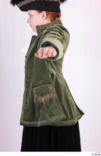 Photos Woman in Historical Dress 96 18th century green jacket historical clothing upper body 0003.jpg